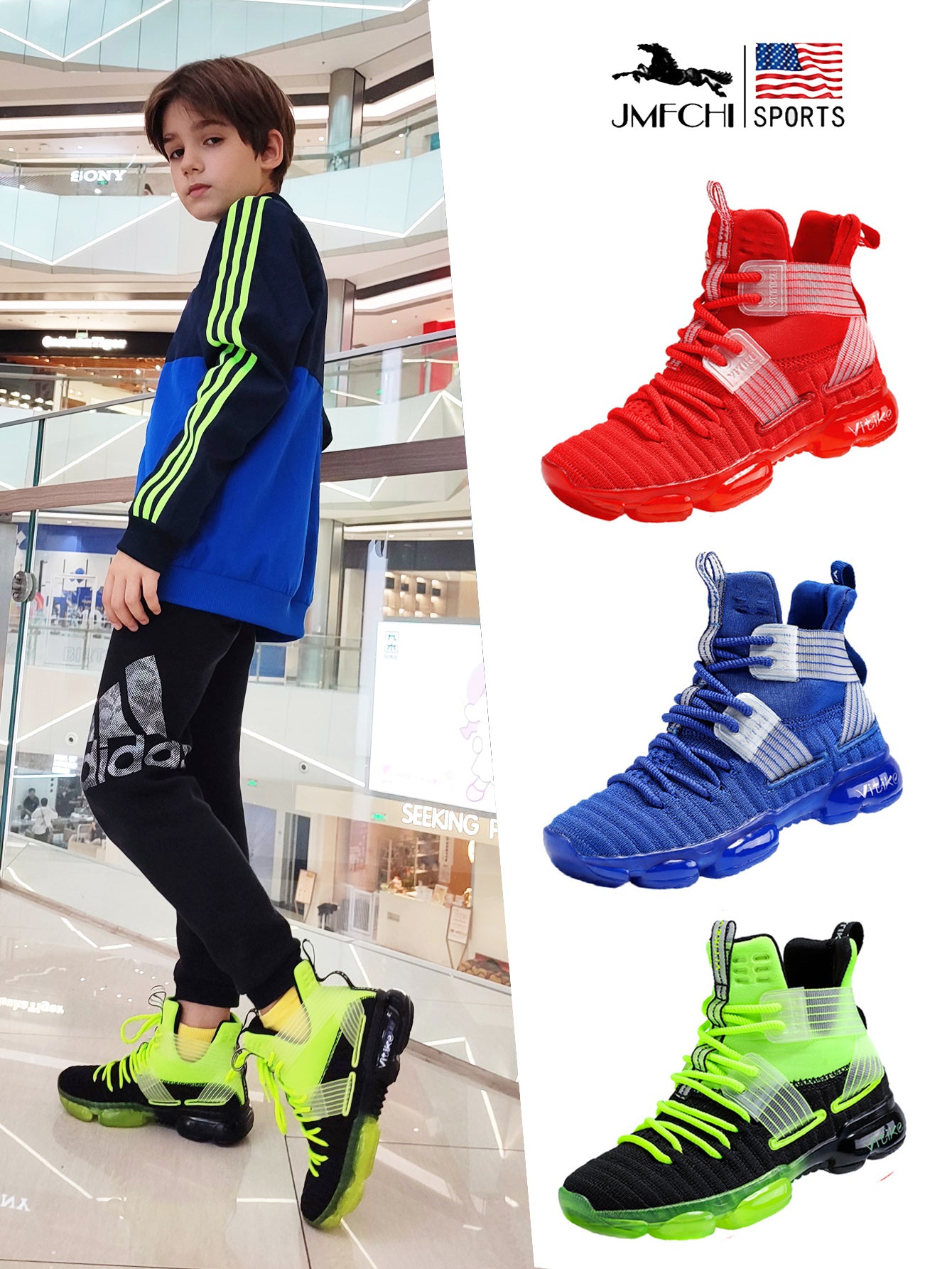 VT8119-Children's summer 2023 new breathable mesh surface non-slip wear-resistant shock absorption boys' sports shoes